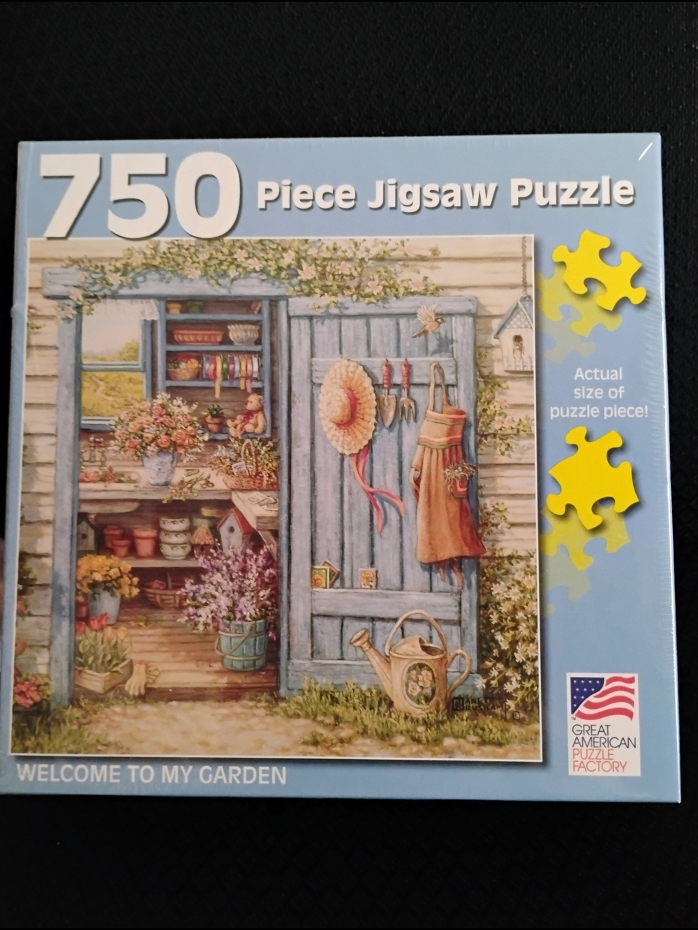 Welcome to My Garden 750-Piece Jigsaw Puzzle - Light Blue Finished Size 22" X 22